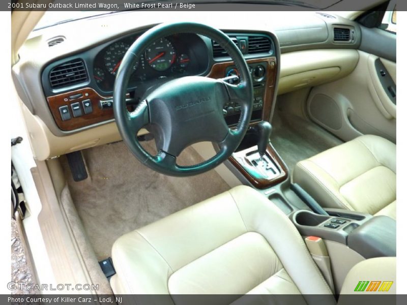White Frost Pearl / Beige 2001 Subaru Outback Limited Wagon