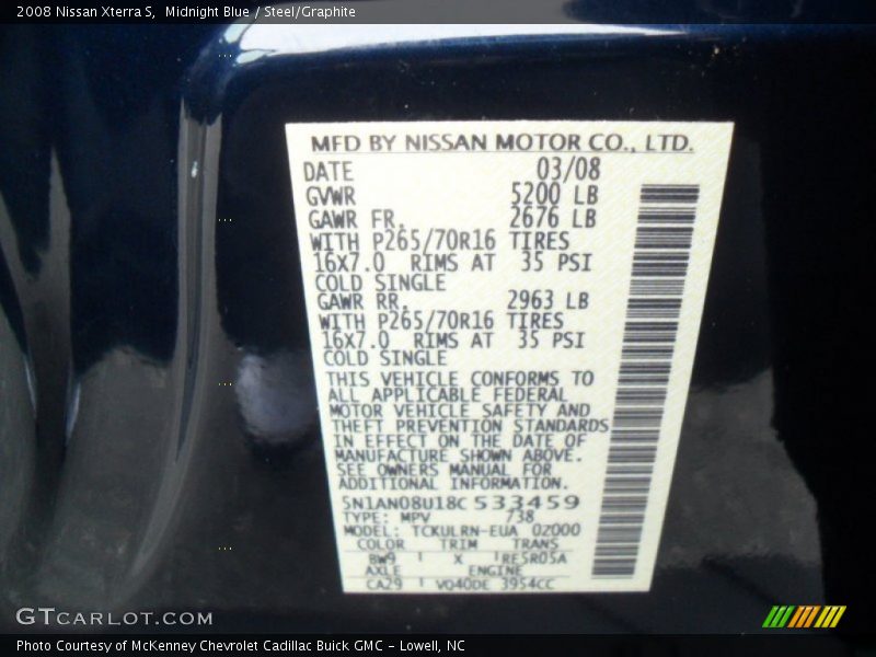Midnight Blue / Steel/Graphite 2008 Nissan Xterra S