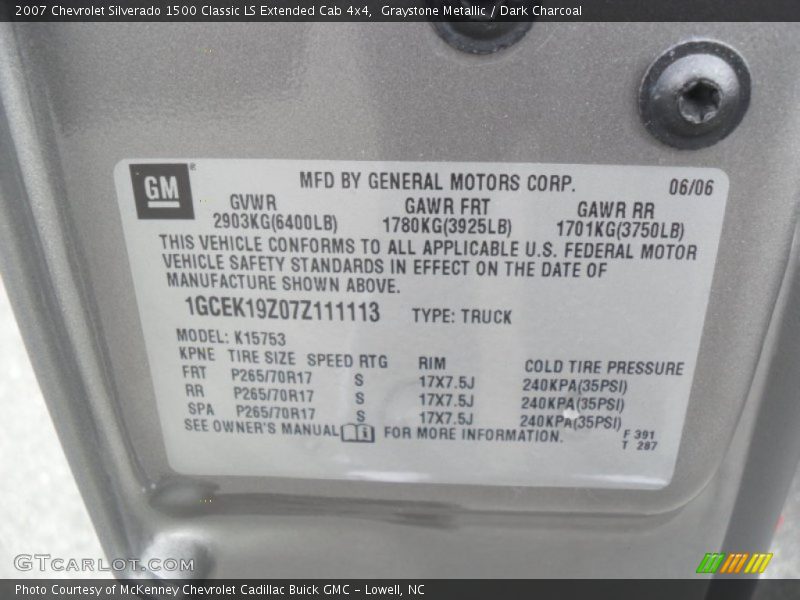 Graystone Metallic / Dark Charcoal 2007 Chevrolet Silverado 1500 Classic LS Extended Cab 4x4