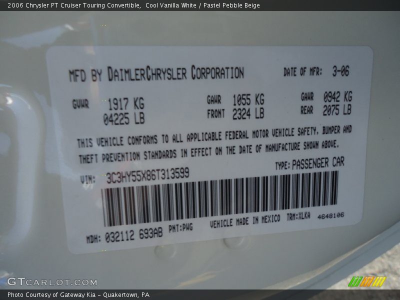 Cool Vanilla White / Pastel Pebble Beige 2006 Chrysler PT Cruiser Touring Convertible