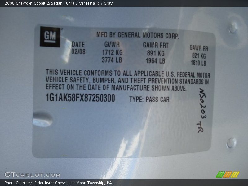 Ultra Silver Metallic / Gray 2008 Chevrolet Cobalt LS Sedan
