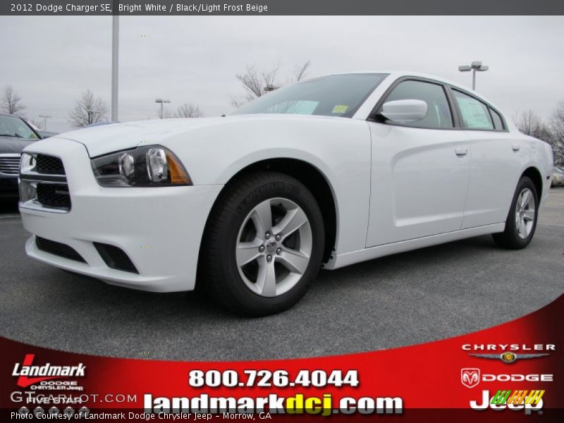 Bright White / Black/Light Frost Beige 2012 Dodge Charger SE