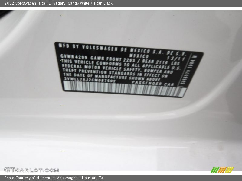 Candy White / Titan Black 2012 Volkswagen Jetta TDI Sedan
