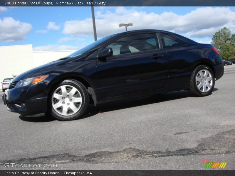 Nighthawk Black Pearl / Gray 2008 Honda Civic LX Coupe