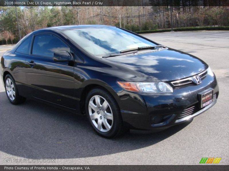 Nighthawk Black Pearl / Gray 2008 Honda Civic LX Coupe