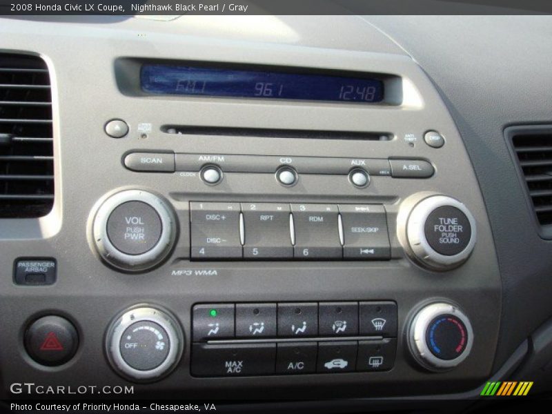 Nighthawk Black Pearl / Gray 2008 Honda Civic LX Coupe