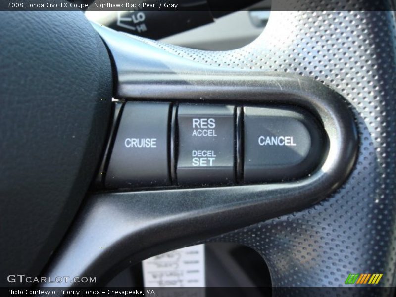 Nighthawk Black Pearl / Gray 2008 Honda Civic LX Coupe