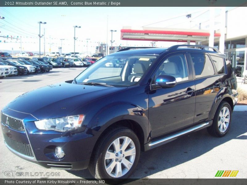 Cosmic Blue Metallic / Beige 2012 Mitsubishi Outlander SE AWD