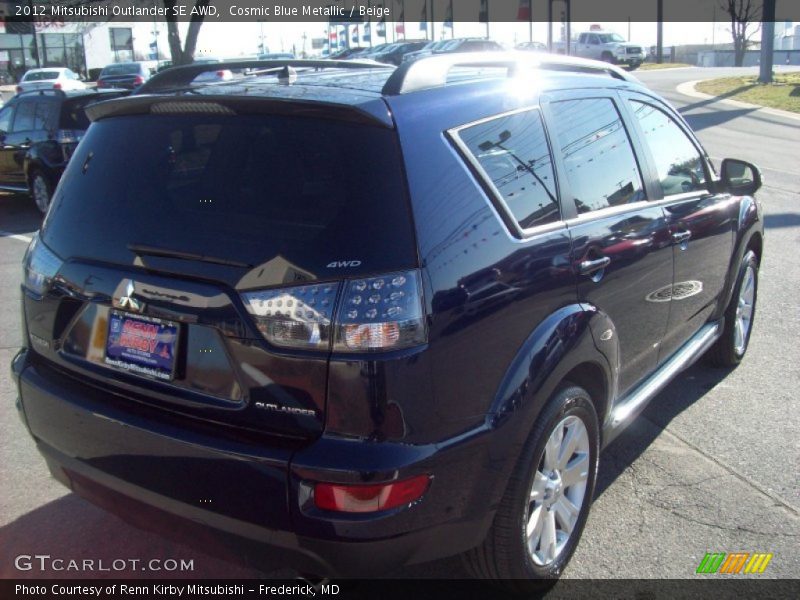 Cosmic Blue Metallic / Beige 2012 Mitsubishi Outlander SE AWD