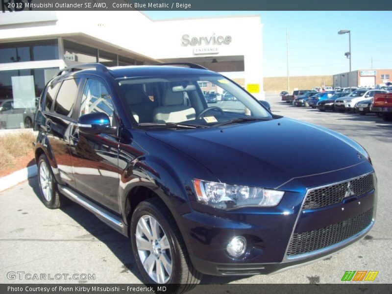 Cosmic Blue Metallic / Beige 2012 Mitsubishi Outlander SE AWD