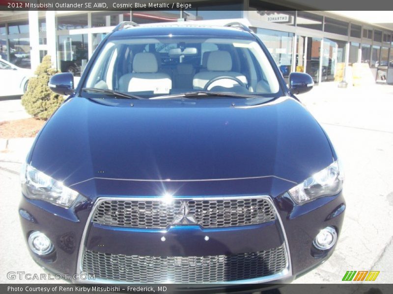 Cosmic Blue Metallic / Beige 2012 Mitsubishi Outlander SE AWD