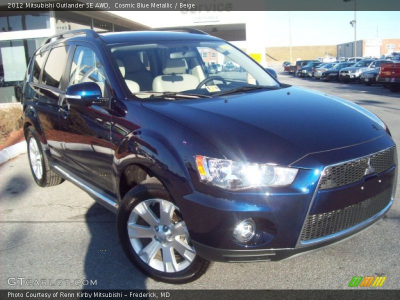 Cosmic Blue Metallic / Beige 2012 Mitsubishi Outlander SE AWD