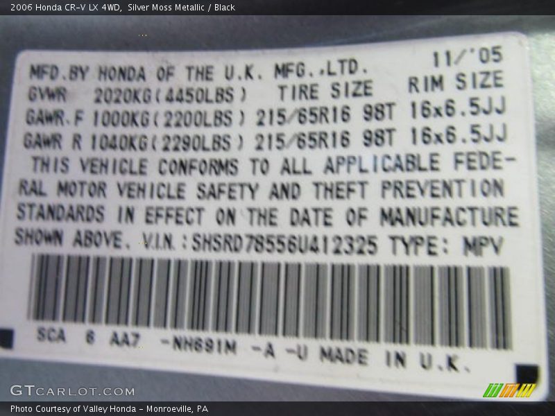 Silver Moss Metallic / Black 2006 Honda CR-V LX 4WD