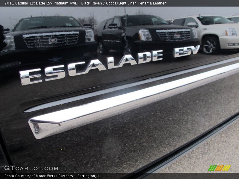Black Raven / Cocoa/Light Linen Tehama Leather 2011 Cadillac Escalade ESV Platinum AWD