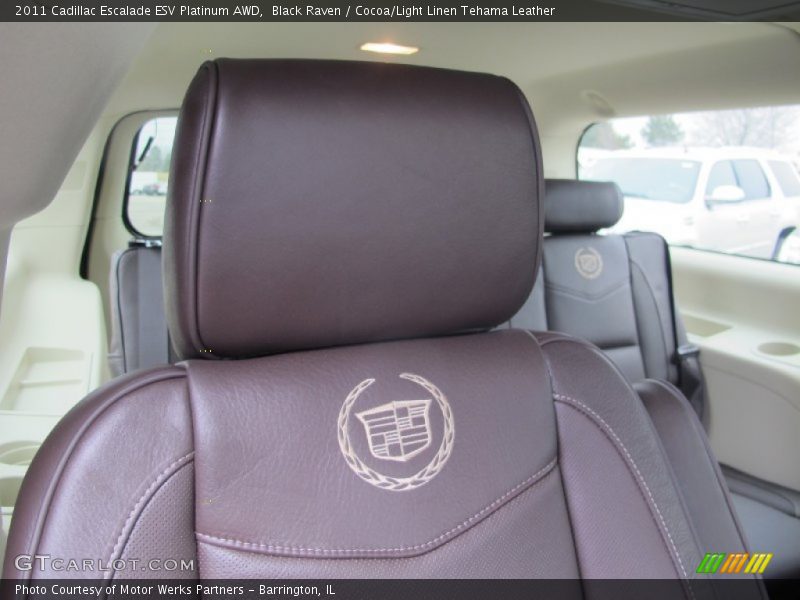 Black Raven / Cocoa/Light Linen Tehama Leather 2011 Cadillac Escalade ESV Platinum AWD