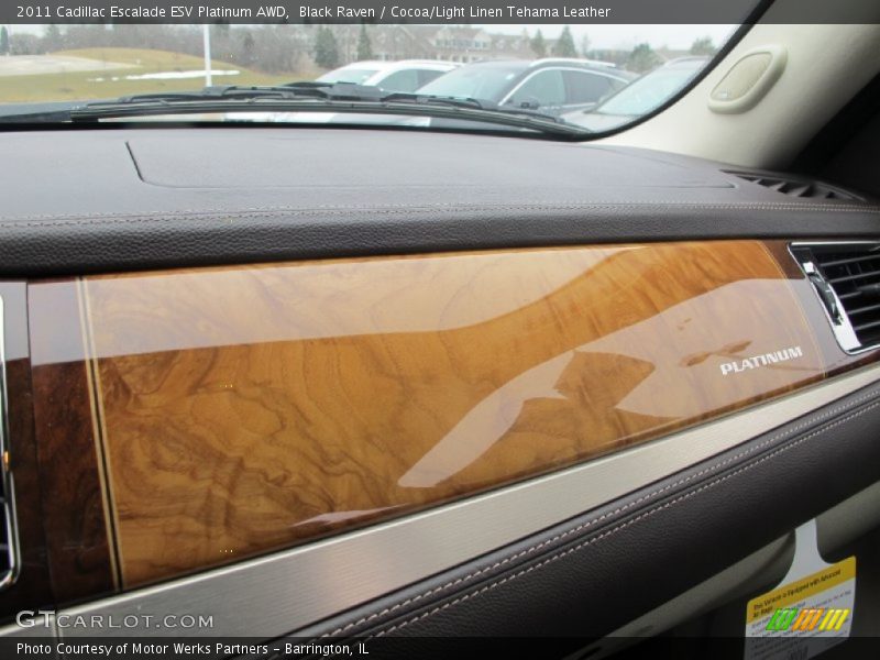 Black Raven / Cocoa/Light Linen Tehama Leather 2011 Cadillac Escalade ESV Platinum AWD