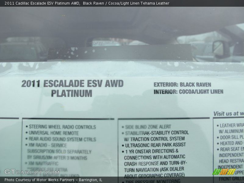  2011 Escalade ESV Platinum AWD Window Sticker
