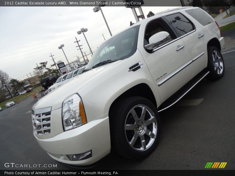 White Diamond Tricoat / Cashmere/Cocoa 2012 Cadillac Escalade Luxury AWD