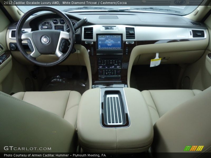 White Diamond Tricoat / Cashmere/Cocoa 2012 Cadillac Escalade Luxury AWD