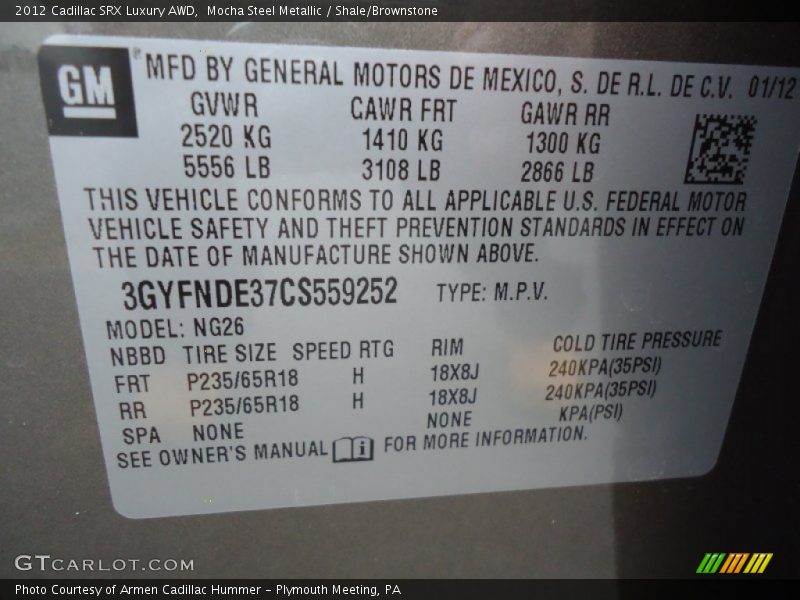 Mocha Steel Metallic / Shale/Brownstone 2012 Cadillac SRX Luxury AWD