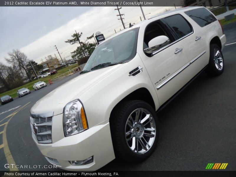 White Diamond Tricoat / Cocoa/Light Linen 2012 Cadillac Escalade ESV Platinum AWD