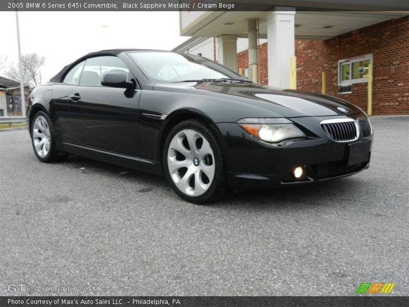 Black Sapphire Metallic / Cream Beige 2005 BMW 6 Series 645i Convertible