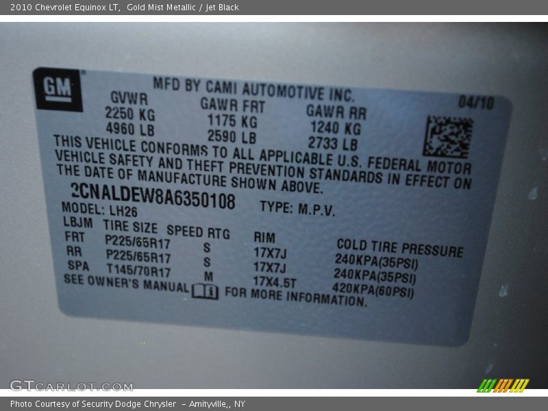 Gold Mist Metallic / Jet Black 2010 Chevrolet Equinox LT