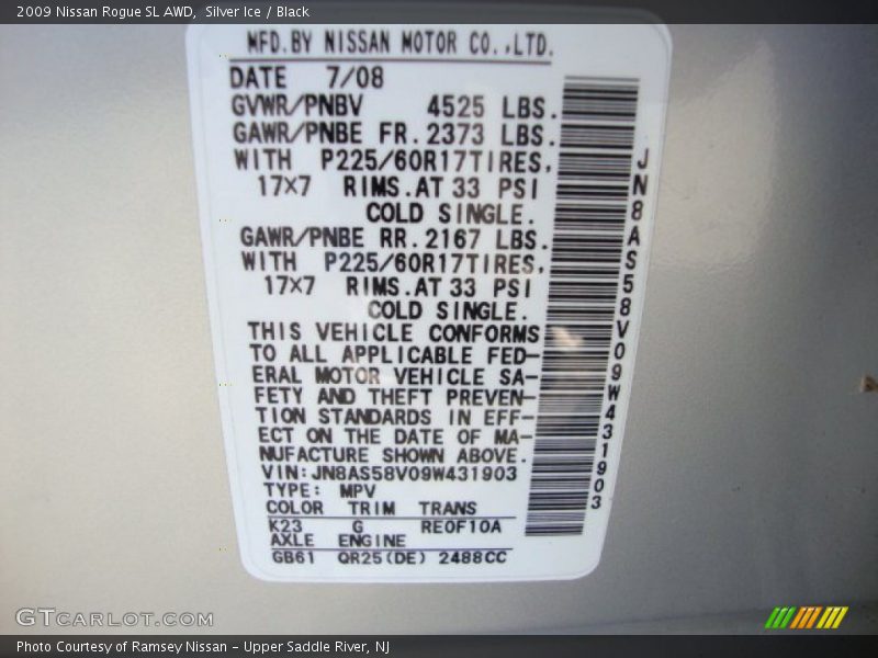 Silver Ice / Black 2009 Nissan Rogue SL AWD