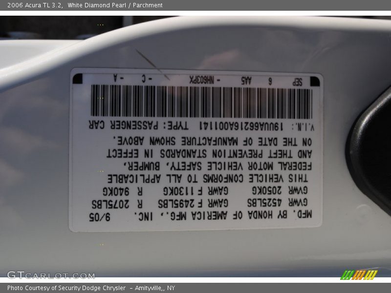 White Diamond Pearl / Parchment 2006 Acura TL 3.2