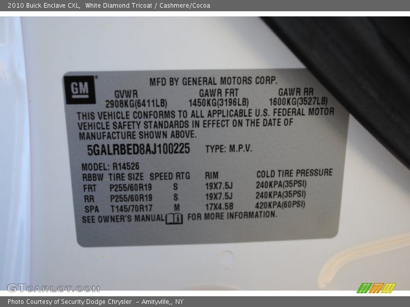 White Diamond Tricoat / Cashmere/Cocoa 2010 Buick Enclave CXL
