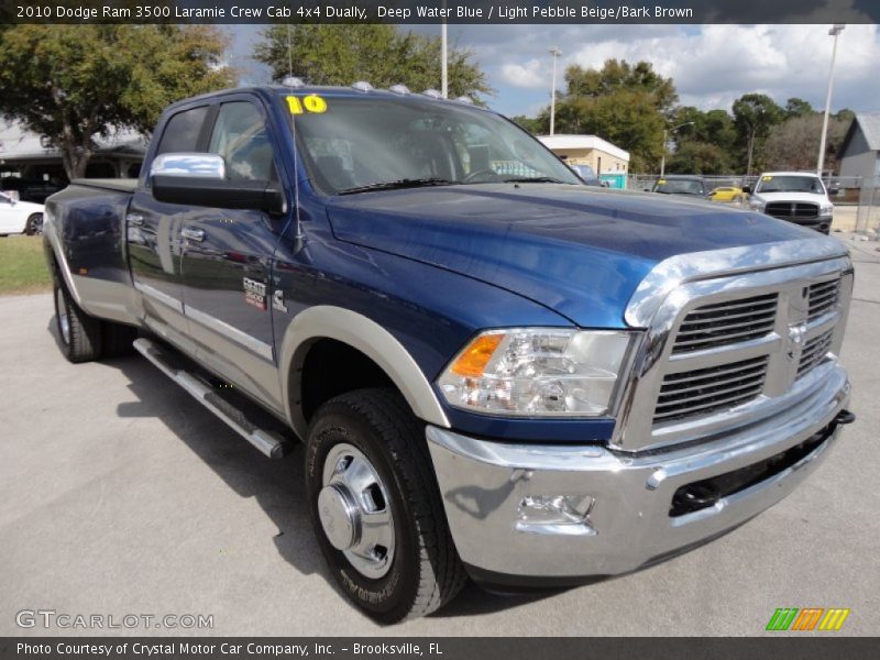 Deep Water Blue / Light Pebble Beige/Bark Brown 2010 Dodge Ram 3500 Laramie Crew Cab 4x4 Dually