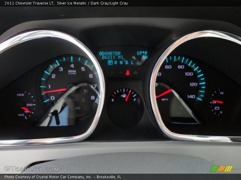 Silver Ice Metallic / Dark Gray/Light Gray 2011 Chevrolet Traverse LT