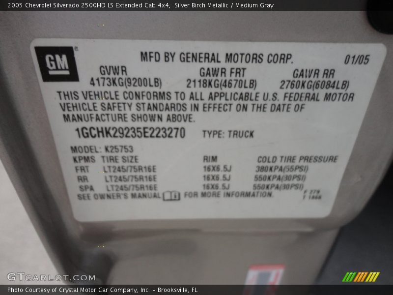 Silver Birch Metallic / Medium Gray 2005 Chevrolet Silverado 2500HD LS Extended Cab 4x4