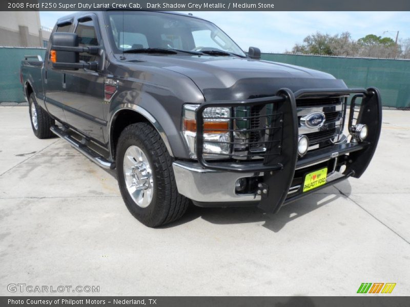 Dark Shadow Grey Metallic / Medium Stone 2008 Ford F250 Super Duty Lariat Crew Cab