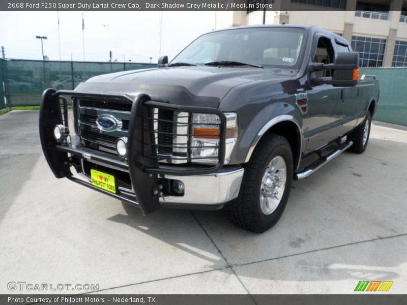 Dark Shadow Grey Metallic / Medium Stone 2008 Ford F250 Super Duty Lariat Crew Cab