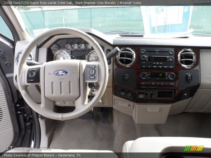 Dark Shadow Grey Metallic / Medium Stone 2008 Ford F250 Super Duty Lariat Crew Cab