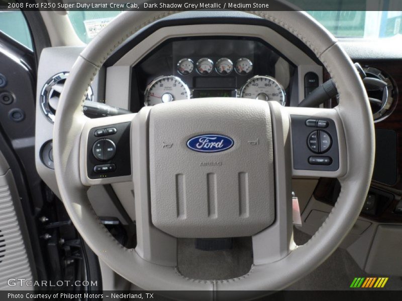 Dark Shadow Grey Metallic / Medium Stone 2008 Ford F250 Super Duty Lariat Crew Cab