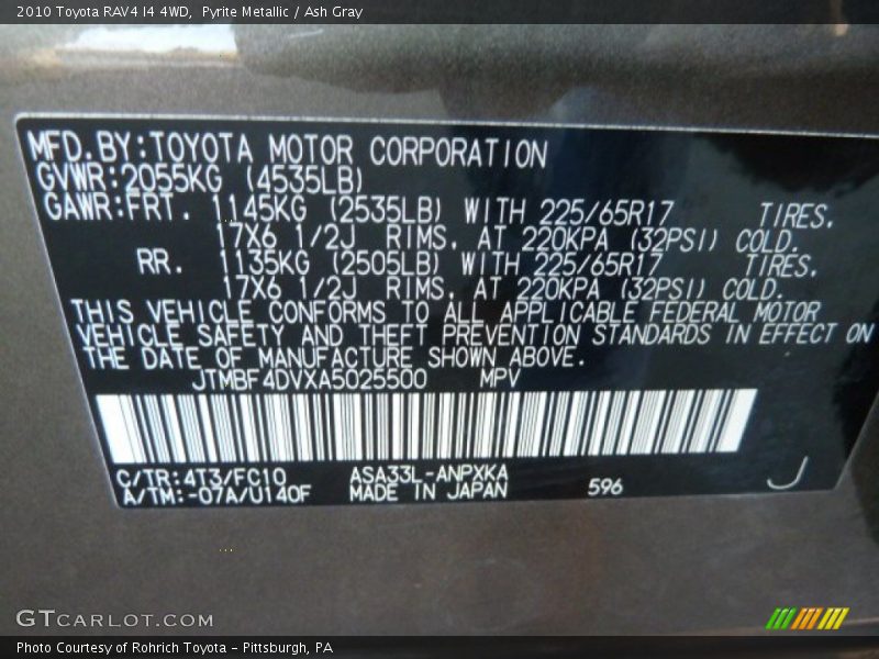 Pyrite Metallic / Ash Gray 2010 Toyota RAV4 I4 4WD