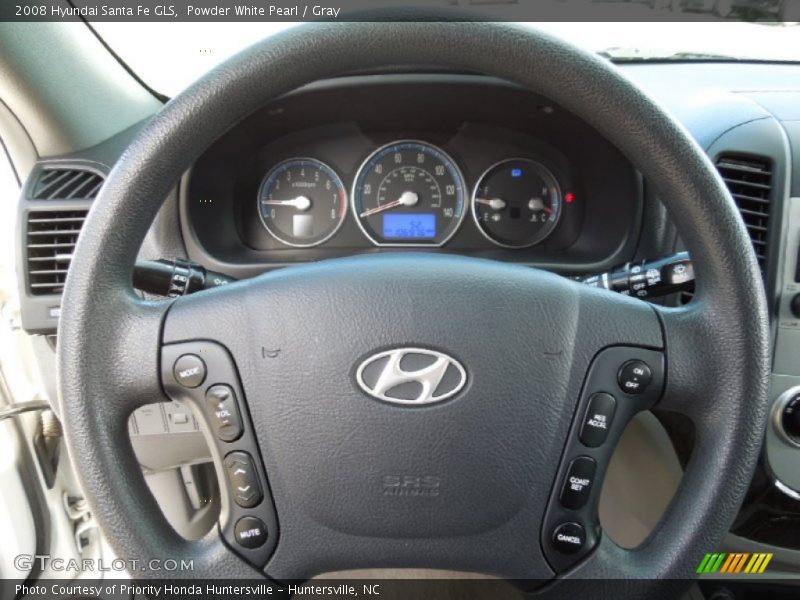 Powder White Pearl / Gray 2008 Hyundai Santa Fe GLS