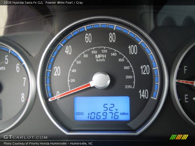 Powder White Pearl / Gray 2008 Hyundai Santa Fe GLS