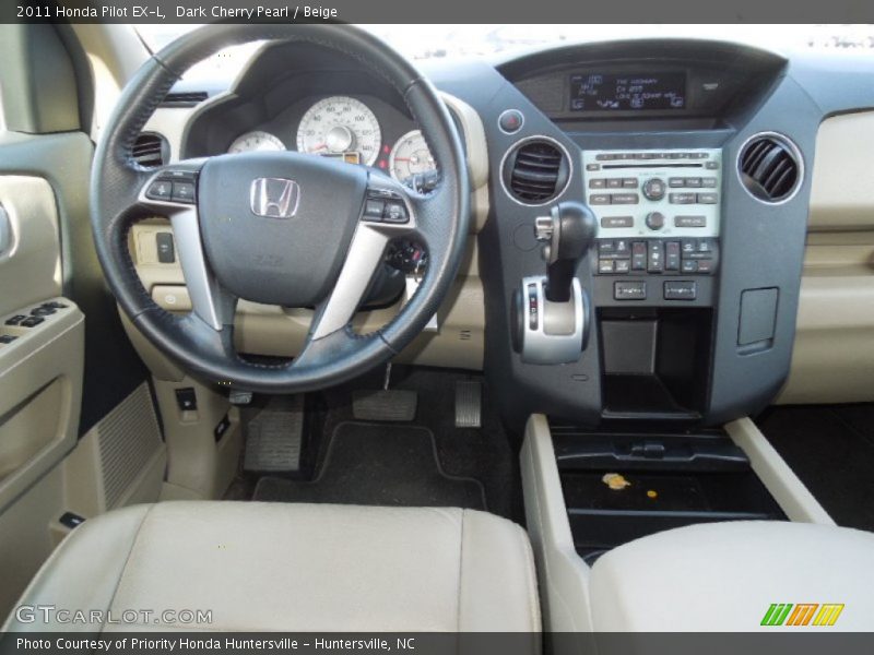 Dark Cherry Pearl / Beige 2011 Honda Pilot EX-L