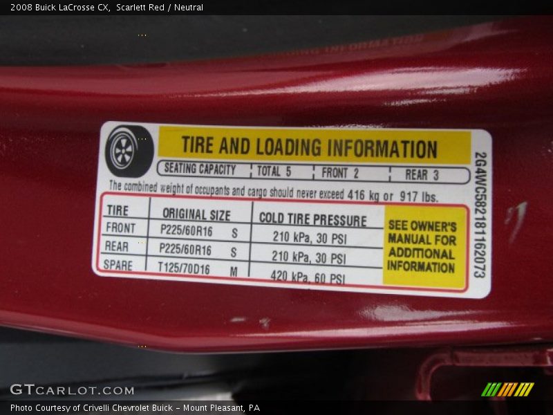 Scarlett Red / Neutral 2008 Buick LaCrosse CX