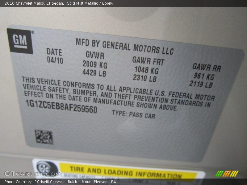 Gold Mist Metallic / Ebony 2010 Chevrolet Malibu LT Sedan