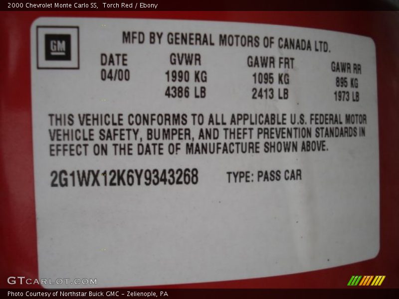 Torch Red / Ebony 2000 Chevrolet Monte Carlo SS