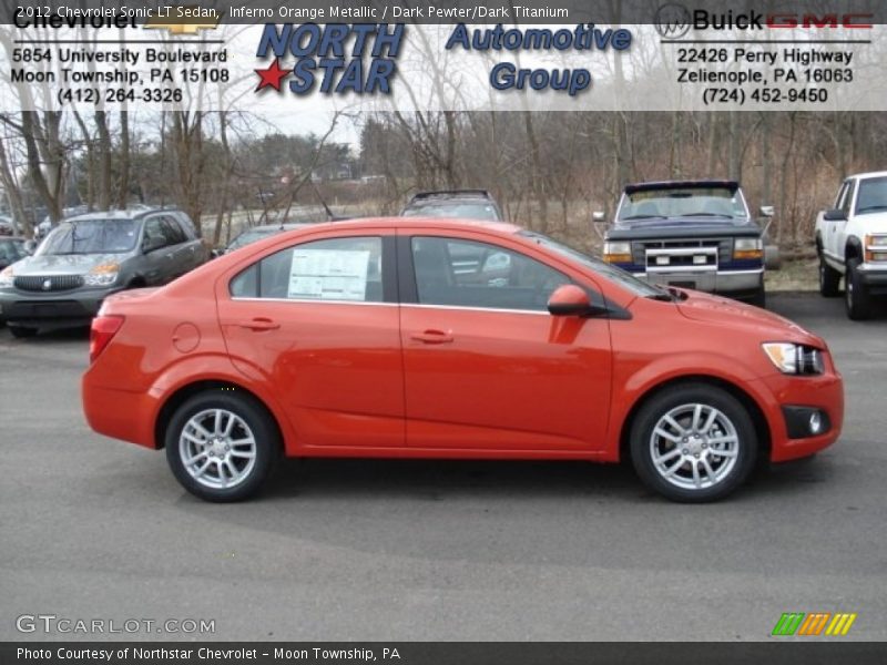 Inferno Orange Metallic / Dark Pewter/Dark Titanium 2012 Chevrolet Sonic LT Sedan