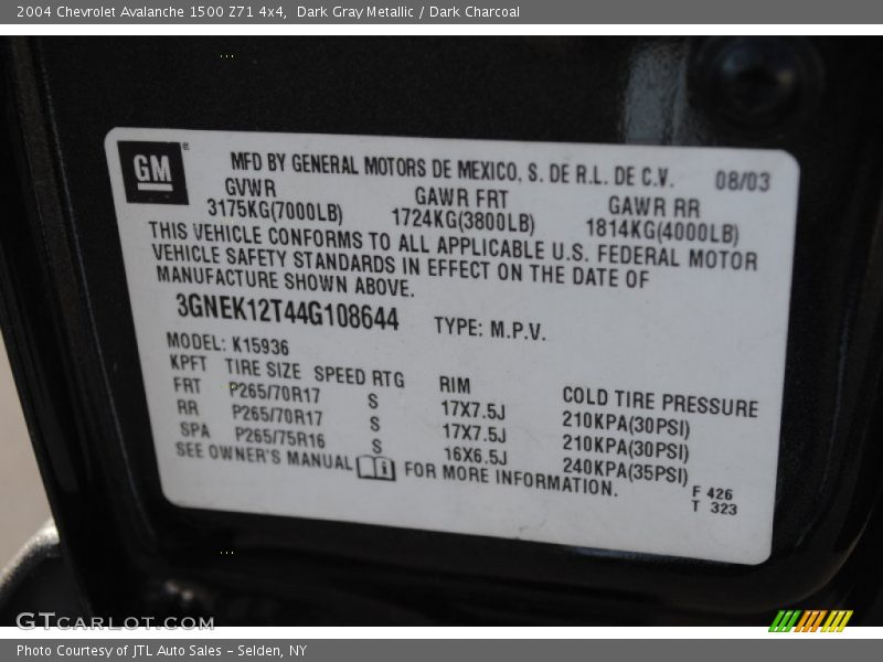 Dark Gray Metallic / Dark Charcoal 2004 Chevrolet Avalanche 1500 Z71 4x4