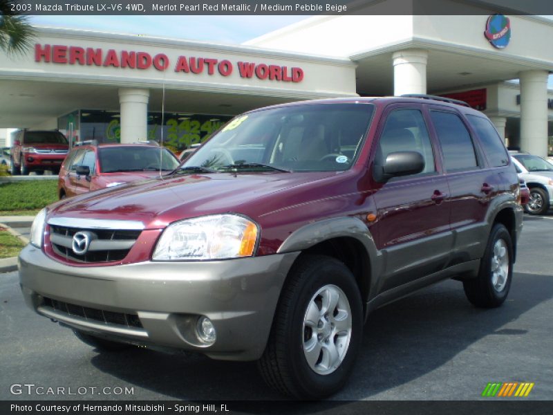 Merlot Pearl Red Metallic / Medium Pebble Beige 2003 Mazda Tribute LX-V6 4WD