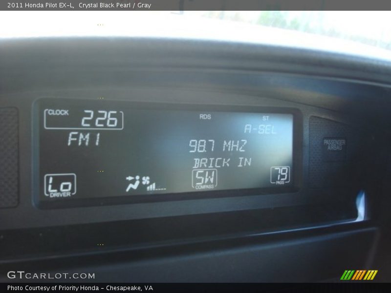 Crystal Black Pearl / Gray 2011 Honda Pilot EX-L