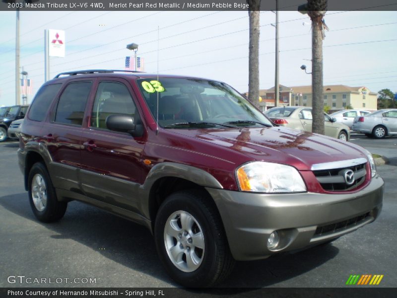 Merlot Pearl Red Metallic / Medium Pebble Beige 2003 Mazda Tribute LX-V6 4WD
