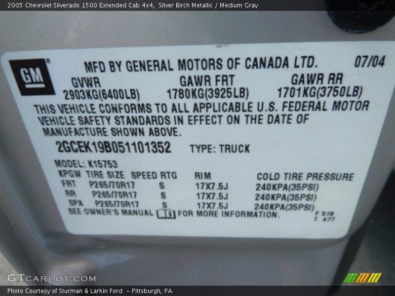 Silver Birch Metallic / Medium Gray 2005 Chevrolet Silverado 1500 Extended Cab 4x4